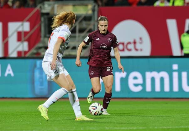 04 11 2025 Soccer Season 2025 2026 1 Women Soccer Bundesliga 09 Matchday 1 FC Nuremberg FCN Club FC Bayern Munich FCB Sportfoto Zink DaMa xdaxmax Stine Ballisager Pedersen 3, FC Bayern Munich FCB Nastassja Lein 24, 1 FC Nuremberg FCN