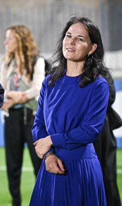 Football, Junior U 17 World Cup 2025 Doha Qatar Preliminary round 04 11 2025 Group G Germany Colombia President of the UN General Assembly, Annalena Baerbock after the match