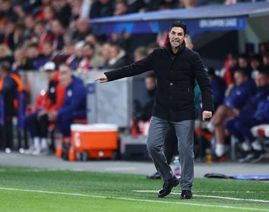 Mikel Arteta manager of Arsenal Slavia Prague v Arsenal, UEFA Champions League, Group Stage, Football, Fortuna Arena, Prague, Czechia - 04 Nov 2025Prague Fortuna Arena Czech Republic EDITORIAL USE ONLY No use with unauthorised audio, video, data, fixture lists, club league logos or live services. Online in-match use limited to 120 images, no video emulation. No use in betting, games or single club league player publications.  Copyright: xMichaelxZemanek Shutterstockx 15642030l