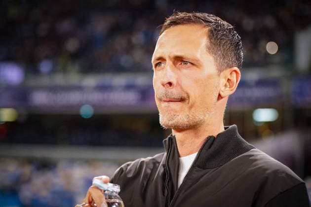 Football UEFA Champions League 2025 26, Matchday 4 SSC Napoli vs Eintracht Frankfurt Diego Armando Maradona Napoli Dino Toppmöller Dino Toppmoller Coach, Eintracht Frankfurt Naples Metropolitan City Naples Italy Copyright: xJOERANxSTEINSIEKx
