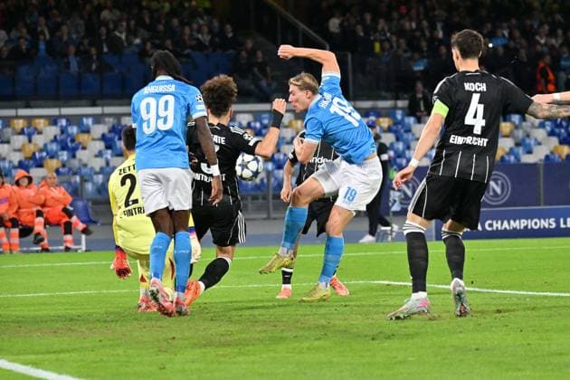 Foto IPP Felice De Martino Napoli 04 11 2025 Calcio Champions League 2025-2026 Napoli - Eintracht Francoforte Nella foto: Rasmus Hojlund Italy Photo Press World Copyright Napoli italy Italia ITALY  Copyright: xR4924_italyphotopressx