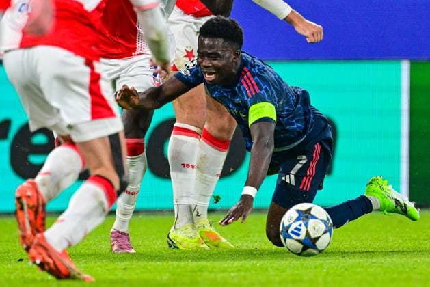 Bukayo Saka of Arsenal in action during the Football Champions League 4th round match: Slavia Prague vs Arsenal in Prague, Czech Republic, November 4, 2025. (CTKxPhoto RomanxVondrous) CTKPhotoP2025110408007  CTKPhotoP2025110408007