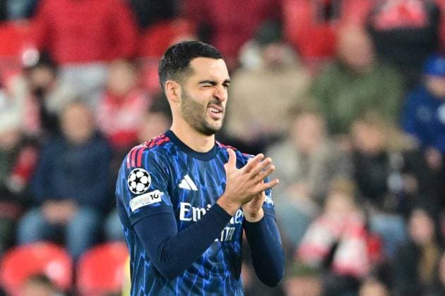 Mikel Merino of Arsenal celebrates second goal during the Football Champions League 4th round match: Slavia Prague vs Arsenal in Prague, Czech Republic, November 4, 2025. (CTKxPhoto RomanxVondrous) CTKPhotoP2025110408126  CTKPhotoP2025110408126