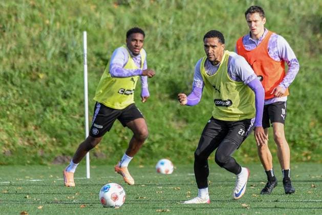Hountondji Andréas Kaars Martijn Pauli Germany , Hamburg , Training ground at Kollaustrasse , Football , 1 Bundesliga , Training of FC St Pauli