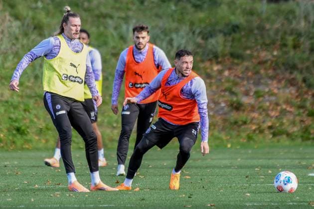 Jackson Irvine Mathias Pereira Lage Pauli Germany , Hamburg , Training ground at Kollaustrasse , Football , 1 Bundesliga , Training of FC St Pauli