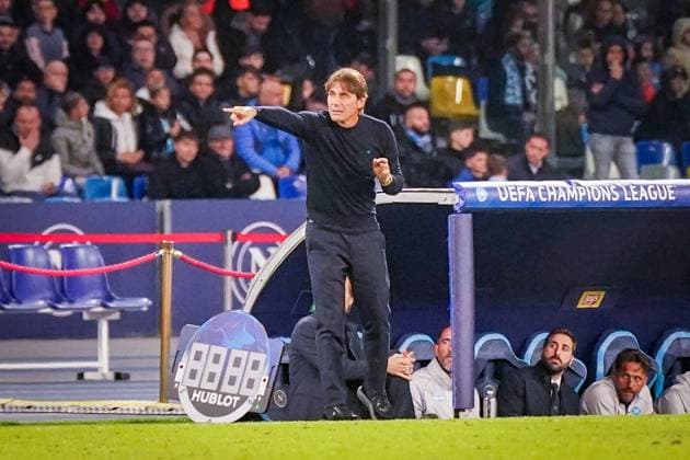 Football UEFA Champions League 2025 26, Matchday 4 SSC Napoli vs Eintracht Frankfurt Stadio Diego Armando Maradona Napoli Antonio Conte Coach, Naples Naples Metropolitan City Naples Italy Copyright: xJOERANxSTEINSIEKx