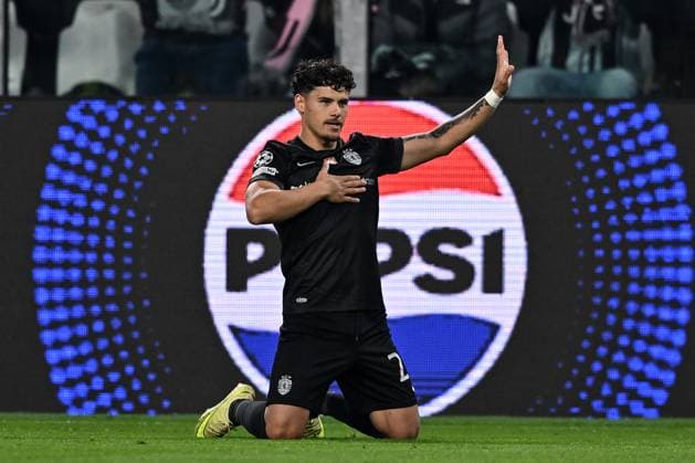 Db Torino 04 11 2025 - Champions League Juventus-Sporting Clube foto Daniele Buffa Image nella foto: esultanza gol Maxi Araujo 