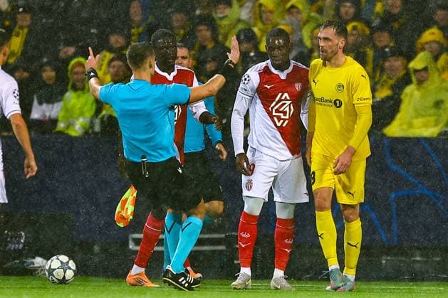 Football, Champions League 2025 2026 Bodo Glimt Monaco Bodo 20251104 Argument on the pitch during the Champions League football match between Bodo Glimt and Monaco at Aspmyra Stadium Photo Mats Torbergsen NTB Bodo Norway EDITORIAL USE ONLY RESTRICTED USE FOR BETTING COMPANIES  Copyright: xMatsxTorbergsenx xNTBx
