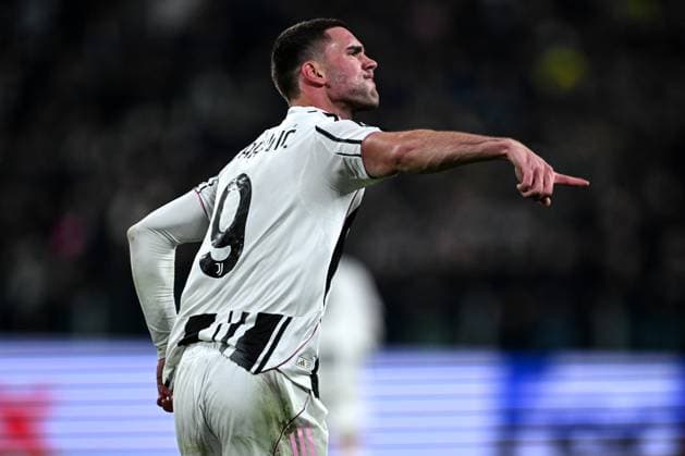 Cm Torino 04 11 2025 - Champions League Juventus-Sporting Clube foto Cristiano Mazzi Image nella foto: esultanza gol Dusan Vlahovic 
