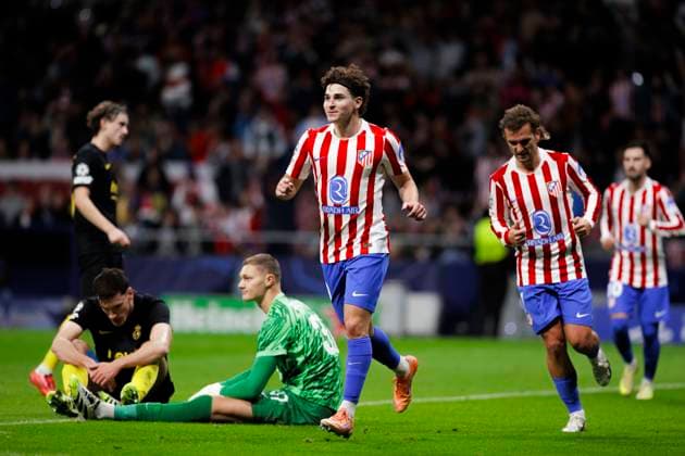 UEFA champions league - Atletico de Madrid vs Union Saint-Gilloise MADRID,SPAIN - 4 November:Julian Alvarez of Atletico de Madrid celebrates a goal during UEFA champions league 2025 26 match between Atletico de Madrid and Union Saint-Gilloise at Riyadh Air Metropolitano Stadium. (Photo by Guille Martinez f22photo) Madrid Riyadh Air Metropolitano Stadium Spain Copyright: xGuillermoxMartinezx