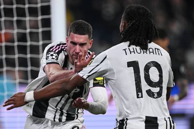 Cm Torino 04 11 2025 - Champions League Juventus-Sporting Clube foto Cristiano Mazzi Image nella foto: esultanza gol Dusan Vlahovic 
