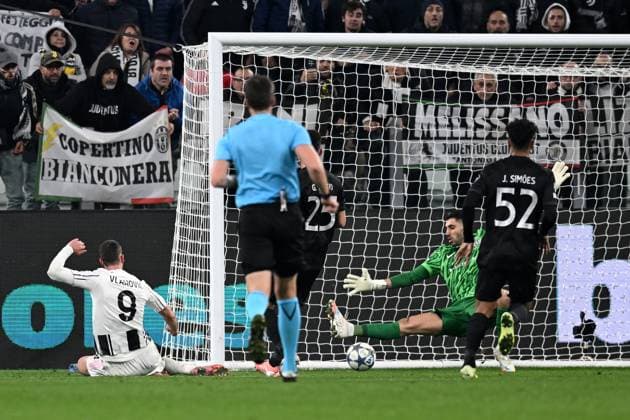 Db Torino 04 11 2025 - Champions League Juventus-Sporting Clube foto Daniele Buffa Image nella foto: gol Dusan Vlahovic 