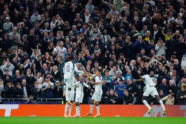 Tottenham Hotspur v Copenhagen, London, UK - 4 Nov 2025 Goal celebrations for Wilson Odobert of Tottenham Hotspur during the UEFA Champions League match between Tottenham Hotspur and Copenhagen at The Tottenham Hotspur Stadium, Tottenham, London on the 4 November 2025. Tottenham The Tottenham Hotspur Stadium London England Copyright: xJamesxWhitehead PPAUKx PPA-227423