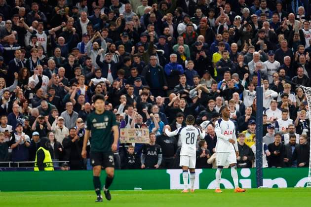 Tottenham Hotspur v Copenhagen, London, UK - 4 Nov 2025 Goal celebrations for Wilson Odobert of Tottenham Hotspur during the UEFA Champions League match between Tottenham Hotspur and Copenhagen at The Tottenham Hotspur Stadium, Tottenham, London on the 4 November 2025. Tottenham The Tottenham Hotspur Stadium London England Copyright: xJamesxWhitehead PPAUKx PPA-227426
