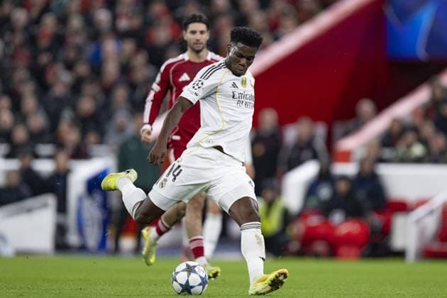 LIVERPOOL, ENGLAND - NOVEMBER 01: Aurélien Tchouaméni of Real Madrid in action during the UEFA Champions League match between Liverpool and Real Madrid at Anfield on November 04, 2025 in Liverpool, England. (Photo by Will Palmer Agencia LOF SPP) Copyright: xWillxPalmer AgenciaxLOF SportsxPx Sportspressphoto_SPR56798