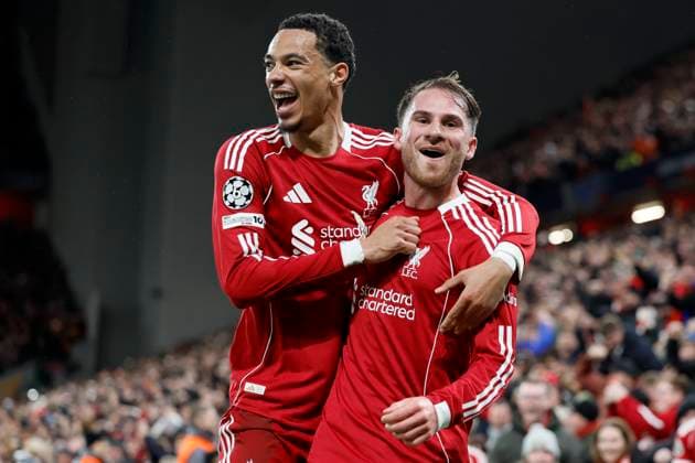 Liverpool FC v Real Madrid C.F. - UEFA Champions League 2025 26 League Phase MD4 Alexis Mac Allister and Hugo Ekitike of Liverpool celebrate 1st goal during the UEFA Champions League 2025 26 League Phase MD4 match between Liverpool FC and Real Madrid C.F. at Anfield on November 4, 2025 in Liverpool, England. Liverpool Anfield England United Kingdom Copyright: xRichardxSellers Sportsphoto APLx 14140340