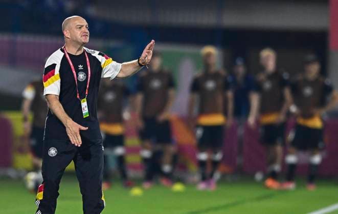 Germany v Colombia: Group G - FIFA U-17 World Cup Qatar 2025 Head coach of Germany Marc-Patrick MEISTER looks on prior to the FIFA U-17 World Cup Qatar 2025 Group G match between Germany and Colombia in Doha, Qatar, on November 4, 2025 DOHA Qatar Copyright: xNOUSHADx