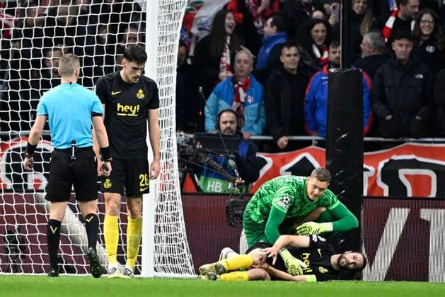 Atletico de Madrid v Royale Union Saint-Gilloise - UEFA Champions League MADRID, SPAIN - NOVEMBER 04 : Burgess Christian defender of Union Saint-Gilloise injured during the UEFA Champions League 2025 26 League Phase MD4 match between Atletico de Madrid and Royale Union Saint-Gilloise on November 4, 2025 in Madrid, Spain, 04 11 2025 Madrid Spain  Copyright: xJanxDexMeuleneirx