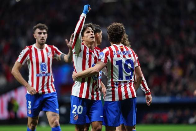 November 4, 2025, Madrid, Madrid, SPAIN: Julian Alvarez of Atletico de Madrid celebrates a goal during the UEFA Champions League 2025 26 League Phase MD4 match between Atletico de Madrid and R. Union Saint-Gilloise at Estadio Metropolitano on November 04, 2025 in Madrid, Spain. Madrid SPAIN - ZUMAa181 20251104_zaa_a181_219 Copyright: xIrinaxR.xHipolitox