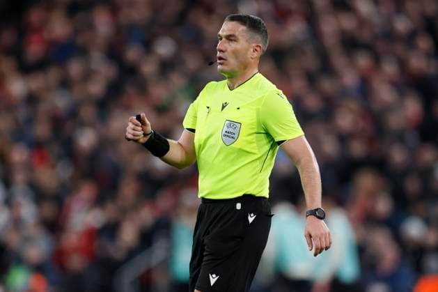Liverpool FC v Real Madrid C.F. - UEFA Champions League 2025 26 League Phase MD4 Referee Istvan Kovacs in action during the UEFA Champions League 2025 26 League Phase MD4 match between Liverpool FC and Real Madrid C.F. at Anfield on November 4, 2025 in Liverpool, England. Liverpool Anfield England United Kingdom Copyright: xRichardxSellers Sportsphoto APLx 14140388