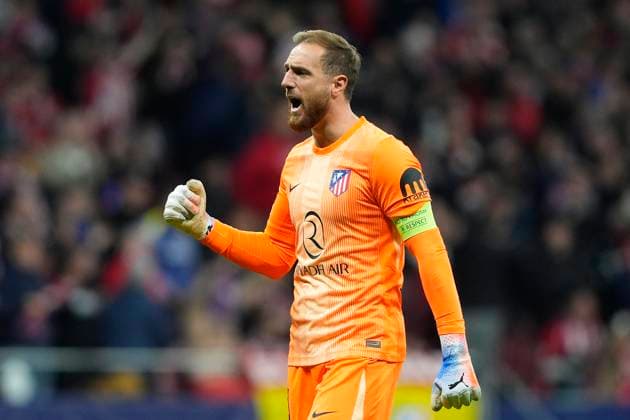 Atletico de Madrid s Jan Oblack celebrates goal during Champions League 2025 2026, Round 4 match. November 4 ,2025. (20251104993)