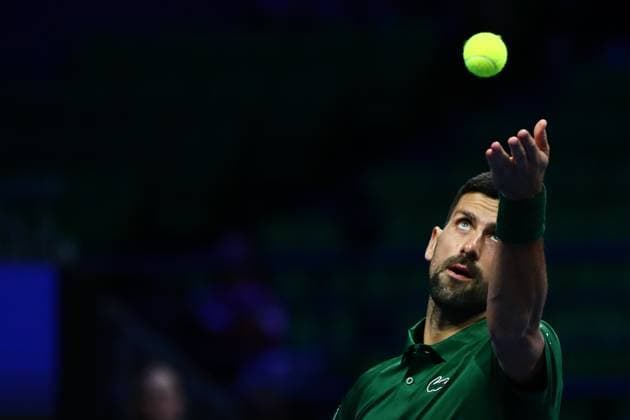 Hellenic Championship ATP, Tennis Herren 250 - Novak Djokovic in action against Alejandro Tabilo during the Hellenic Championship ATP 250 tennis match held in OAKA Stadium in Athens, Greece, 4 November 2025. IMAGO ONE INCH PRODUCTIONS ATHENS Greece Copyright: xONExINCHxPRODUCTIONSx 6718469