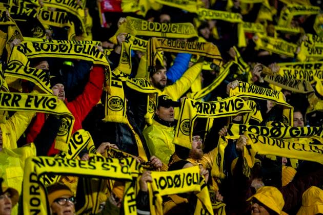 Football, Champions League 2025 2026 Bodo Glimt Monaco Bodo 20251104 Bodo Glimt supporters during the Champions League football match between Bodo Glimt and Monaco at Aspmyra Stadium Photo Fredrik Varfjell NTB Bodo Norway EDITORIAL USE ONLY RESTRICTED USE FOR BETTING COMPANIES  Copyright: xFredrikxVarfjellx xNTBx