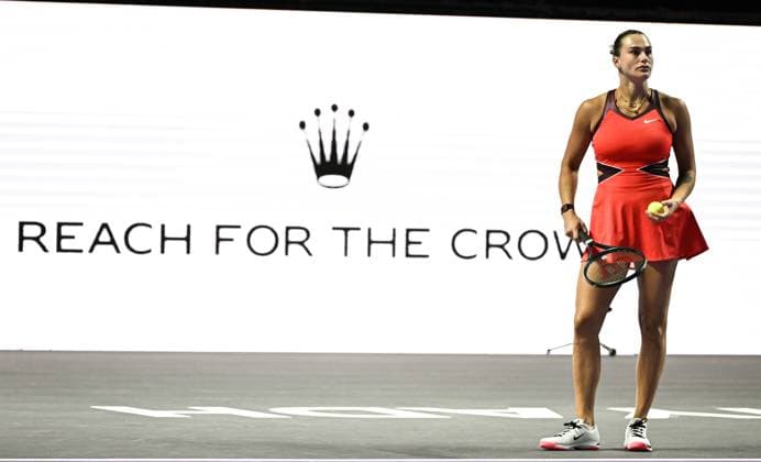WTA, Tennis Damen Finals 2025 - Day Four RIYADH, SAUDI ARABIA NOVEMBER 4, 2025: Aryna Sabalenka plays against Jessica Pegula of the United States during their group-stage match on Day 4 of the 2025 WTA Finals, part of the Hologic WTA Tour, at King Saud University Indoor Arena in Riyadh, Saudi Arabia, on November 4, 2025. Riyadh Saudi Arabia  Copyright: xSTRx originalFilename:str-wtafinal251104_npeaA.jpg