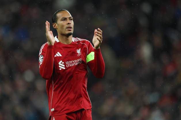 Liverpool, England, 4th November 2025. Virgil van Dijk of Liverpool during the Liverpool vs Real Madrid UEFA Champions League match at Anfield, Liverpool. Picture credit should read: James Baylis Sportimage EDITORIAL USE ONLY. No use with unauthorised audio, video, data, fixture lists, club league logos or live services. Online in-match use limited to 120 images, no video emulation. No use in betting, games or single club league player publications. SPI_091_JB_LIVERPOOL_REAL_MADRID SPI-4264-0090