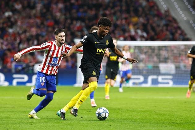 (L-R) Alex Baena (Atletico), Kevin Rodriguez (Union Saint-Gilloise), NOVEMBER 4, 2025 - Football Soccer : UEFA Champions League league phase match day 4 between Club Atletico de Madrid - Royal Union Saint-Gilloise at the Estadio Metropolitano in Madrid, Spain. Noxthirdxpartyxsales  aflo_309368937