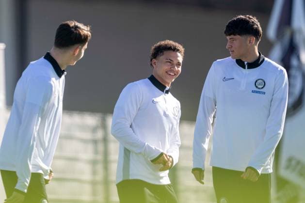 SOCCER - UEFA EL, Sturm vs Nottingham GRAZ,AUSTRIA,05.NOV.25 - SOCCER - UEFA Europa League, SK Sturm Graz vs Nottingham Forest, preview, training Sturm. Image shows Leon Grgic, Jacob Hoedl and Arjan Malic (Sturm).  GEPAxpictures xAvnixRetkoceri