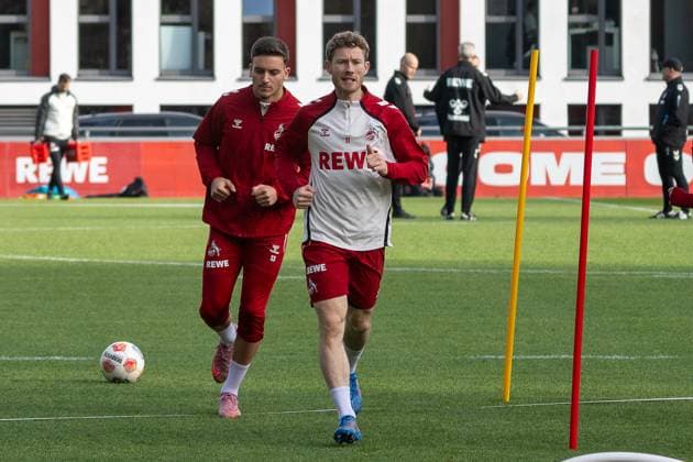 05 11 2025, Soccer 1 Bundesliga, Season 2025 2026, public training, 1 FC Koeln at the training ground at Geissbockheim in Koeln Said El Mala 1 FC Koeln, 13 and Florian Kainz 1 FC Koeln, 11 at the athletics program Photo Kirchner Media TH Copyright: xKirchner-Media THx