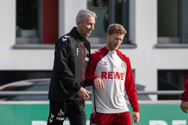 05 11 2025, Soccer 1 Bundesliga, Season 2025 2026, public training, 1 FC Koeln at the training ground at Geissbockheim in Koeln The birthday boy Frank Kaspari 1 FC Koeln, Co Trainer with Florian Kainz 1 FC Koeln, 11 Photo Kirchner Media TH Copyright: xKirchner-Media THx
