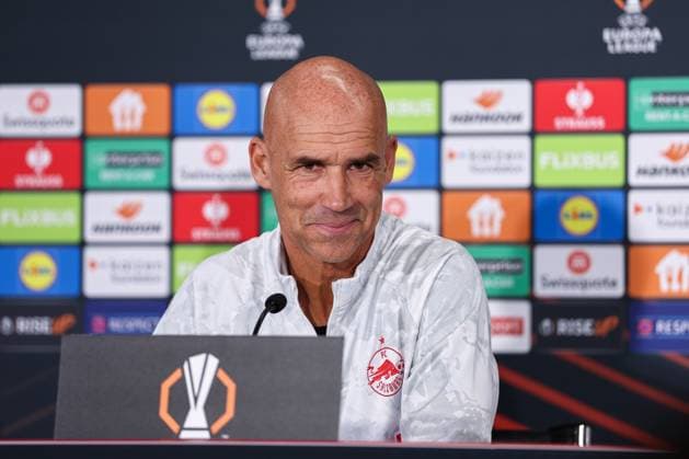 SOCCER - UEFA EL, RBS vs Deventer SALZBURG,AUSTRIA,05.NOV.25 - SOCCER - UEFA Europa League, Red Bull Salzburg vs Go Ahead Eagles Deventer, preview, press conference, PK, Pressekonferenz RBS. Image shows head coach Thomas Letsch (RBS).  GEPAxpictures xDavidxGeieregger
