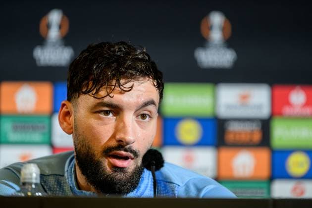 251105 Sead Haksabanovic during a UEFA Europa League press conference with Malmö FF on November 5, 2025 in Malmö Photo Petter Arvidson BILDBYRAN kod PA PA1106 fotboll football soccer fotball uefa europa league europa league presskonferens press conference malmö ff bbeng  Copyright: PETTERxARVIDSON BB251105PA068