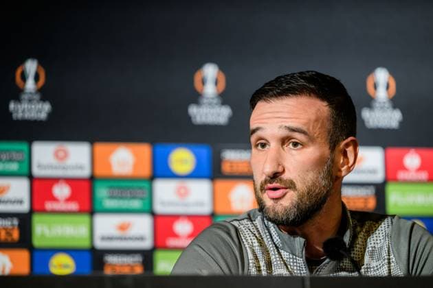 251105 Head coach Anes Mravac during a UEFA Europa League press conference with Malmö FF on November 5, 2025 in Malmö Photo Petter Arvidson BILDBYRAN kod PA PA1106 fotboll football soccer fotball uefa europa league europa league presskonferens press conference malmö ff bbeng  Copyright: PETTERxARVIDSON BB251105PA074
