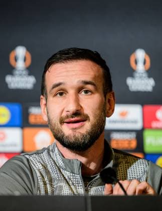 251105 Head coach Anes Mravac during a UEFA Europa League press conference with Malmö FF on November 5, 2025 in Malmö Photo Petter Arvidson BILDBYRAN kod PA PA1106 fotboll football soccer fotball uefa europa league europa league presskonferens press conference malmö ff bbeng  Copyright: PETTERxARVIDSON BB251105PA075