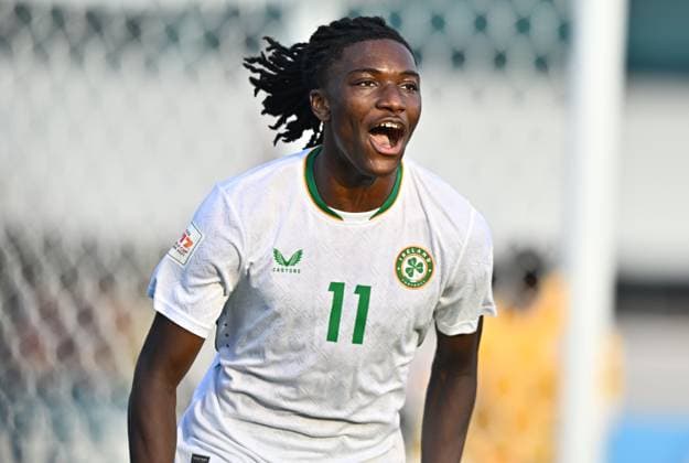 Panama v Republic of Ireland : Group J - FIFA U-17 World Cup Qatar 2025 Jaden Umeh of Republic of Ireland celebrates after scoring a goal during the FIFA U-17 World Cup Qatar 2025 Group J match between Panama and Republic of Ireland in Doha, Qatar, on November 5, 2025. DOHA Qatar Copyright: xNOUSHADx