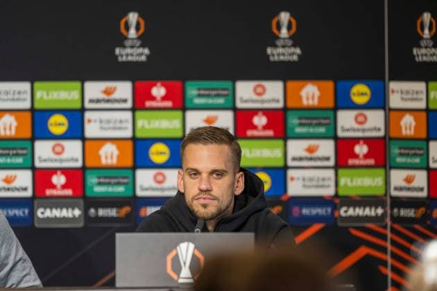 SOCCER - UEFA EL, Sturm vs Nottingham GRAZ,AUSTRIA,05.NOV.25 - SOCCER - UEFA Europa League, SK Sturm Graz vs Nottingham Forest, preview, press conference, PK, Pressekonferenz Sturm. Image shows Tomi Horvat (Sturm).  GEPAxpictures xAvnixRetkoceri