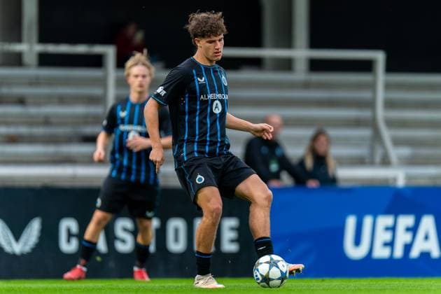 2025-11-05 Club Brugge KV v FC Barcelona, Barca - UEFA Youth League 2025 26 ROESELARE, BELGIUM - NOVEMBER 5: Wout Verlinden of Club Brugge in action during the UEFA Youth League 2025 26 match between Club Brugge KV and FC Barcelona at The NEST on November 5, 2025 in Roeselare, Belgium. Roeselare The NEST Belgium Content not available for redistribution in The Netherlands directly or indirectly through any third parties. Copyright: xJorisxVerwijstx