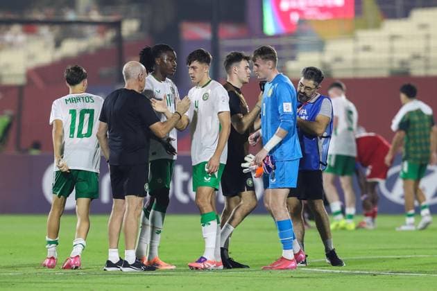 2025 FIFA Under 17 World Cup Group J, Aspire Zone Pitch 3, Doha, Qatar 5 11 2025 Panama vs Republic of Ireland Ireland s team celebrate after the match with backroom staff Ireland s team celebrate after the match with backroom staff 5 11 2025  Copyright: x INPHOx IMG_9703
