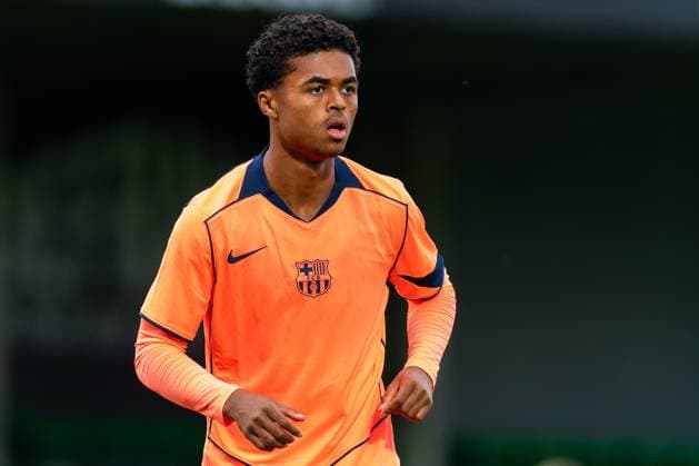 2025-11-05 Club Brugge KV v FC Barcelona, Barca - UEFA Youth League 2025 26 ROESELARE, BELGIUM - NOVEMBER 5: Shane Kluivert of FC Barcelona looks on during the UEFA Youth League 2025 26 match between Club Brugge KV and FC Barcelona at The NEST on November 5, 2025 in Roeselare, Belgium. Roeselare The NEST Belgium Content not available for redistribution in The Netherlands directly or indirectly through any third parties. Copyright: xJorisxVerwijstx