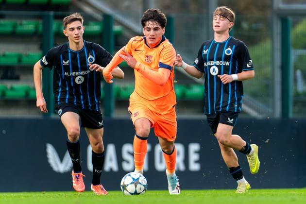 2025-11-05 Club Brugge KV v FC Barcelona, Barca - UEFA Youth League 2025 26 ROESELARE, BELGIUM - NOVEMBER 5: Guillem Victor of FC Barcelona in action during the UEFA Youth League 2025 26 match between Club Brugge KV and FC Barcelona at The NEST on November 5, 2025 in Roeselare, Belgium. Roeselare The NEST Belgium Content not available for redistribution in The Netherlands directly or indirectly through any third parties. Copyright: xJorisxVerwijstx