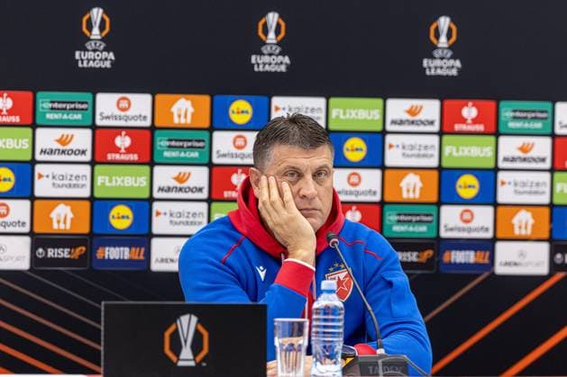 BELGRADE - EUROPA LEAGUE - BELGRADE -LOSC - CONFERENCE DE PRESSE PHOTOPQR VOIX DU NORD PASCAL BONNIERE ; 05 11 2025 ; BELGRADE 05.11.2025 europa League , conference de presse de l equipe de Belgrade avant le match contre le LOSC. Vladan Milojeviic coach Photo Pascal Bonniere La voix Du Nord press conference, PK, Pressekonferenz europa League in BELGRADE on November 5, 2025 HAUTS DE FRANCE France  Copyright: xPHOTOPQR VOIXxDUxNORD MAXPPPxPASCALxBONNIEREx 20251105VDN7569 20251105VDN7569