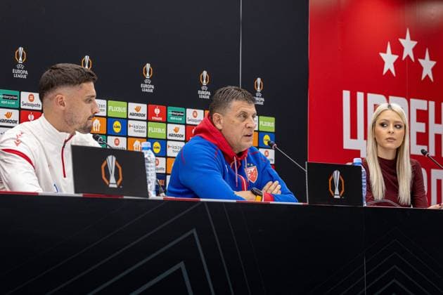 BELGRADE - EUROPA LEAGUE - BELGRADE -LOSC - CONFERENCE DE PRESSE PHOTOPQR VOIX DU NORD PASCAL BONNIERE ; 05 11 2025 ; BELGRADE 05.11.2025 europa League , conference de presse de l equipe de Belgrade avant le match contre le LOSC. Vladan Milojeviic coach Photo Pascal Bonniere La voix Du Nord press conference, PK, Pressekonferenz europa League in BELGRADE on November 5, 2025 HAUTS DE FRANCE France  Copyright: xPHOTOPQR VOIXxDUxNORD MAXPPPxPASCALxBONNIEREx 20251105VDN7576 20251105VDN7576