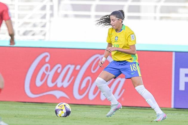 18 Dulce (Defender) of Brazil U-17 is in action during the FIFA U-17 Women s World Cup Morocco 2025 Semifinal match between Brazil and Korea DPR in Rabat, Morocco, on November 5, 2025, at the Olympic Stadium  Copyright: xAndreaxAmato IPAxSportx xipa-agency.netx xx IPA_67567054 IPA_Agency_IPA67567054