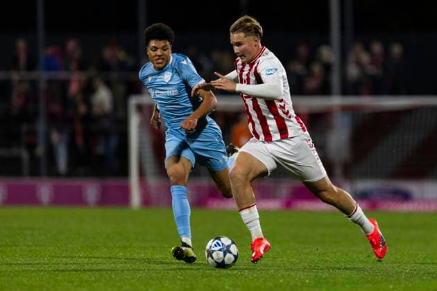 UEFA Youth League 1 FC Köln Racing FC Union Luxembourg 05 11 2025 Fynn Schenten 1 FC Köln U19, 9 , William Messan Racing FC Union Luxembourg U19, 11 UEFA Youth League, second leg of the Champions Route Round 2, 1 FC Köln Racing FC Union Luxembourg, on 05 11 2025, Franz Kremer Stadium, Cologne Copyright: xBEAUTIFULxSPORTS Meuselx