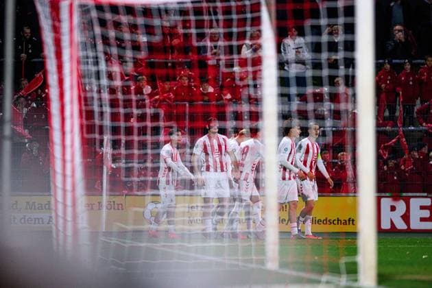 COLOGNE, GERMANY - 5 NOVEMBER, 2025: Fynn Schenten, goal - The football match of UEFA Youth League 1.FC Koeln vs Racing FC Union at Franz Kremer Stadium.  Copyright: xVITALIIxKLIUIEVx