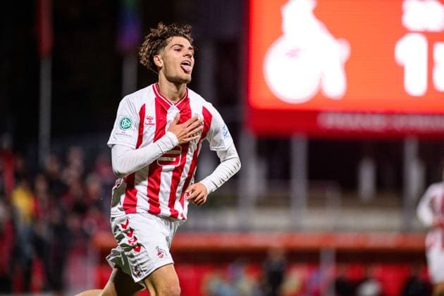 COLOGNE, GERMANY - 5 NOVEMBER, 2025: Alessandro Puzzo, goal - The football match of UEFA Youth League 1.FC Koeln vs Racing FC Union at Franz Kremer Stadium.  Copyright: xVITALIIxKLIUIEVx