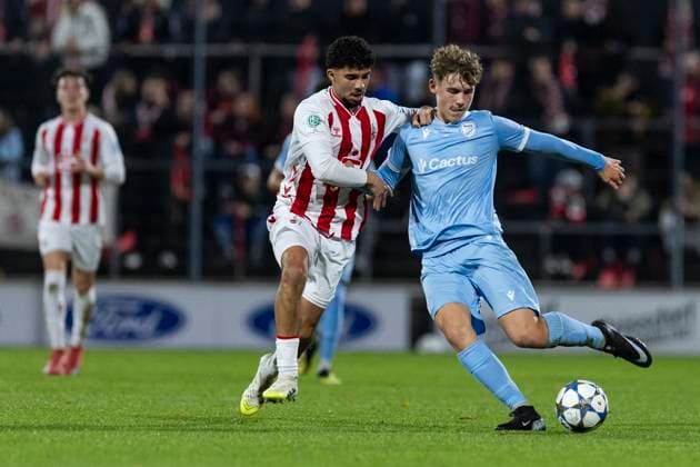 UEFA Youth League 1 FC Köln Racing FC Union Luxembourg 05 11 2025 Fayssal Harchaoui 1 FC Köln U19, 10 , Bruno Giesteira Racing FC Union Luxembourg U19, 15 UEFA Youth League, second leg of the championship round 2, 1 FC Köln Racing FC Union Luxembourg, on 05 11 2025, Franz Kremer Stadium, Cologne Copyright: xBEAUTIFULxSPORTS Meuselx